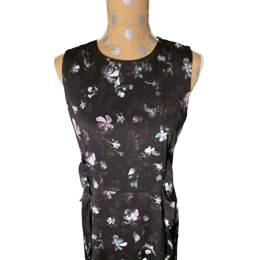 Simply Vera Wang Women’s Black Midi Floral Whimsigoth Dress Ruffles Medium Fairy - Picture 2 of 13